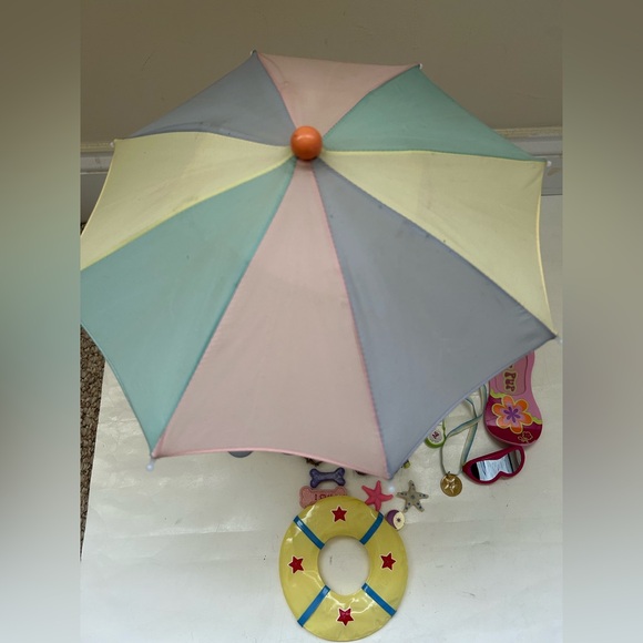 American Girl Bitty Baby Vintage Beach Toys Umbrella sand castle inner tube